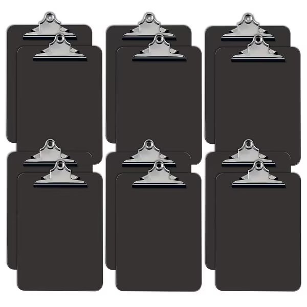 Plastic Clipboards, Durable, 12.5 x 9 Inch, Standard Metal Clip, Gray, 12PK, Better Office Products, Mfr#: 45123